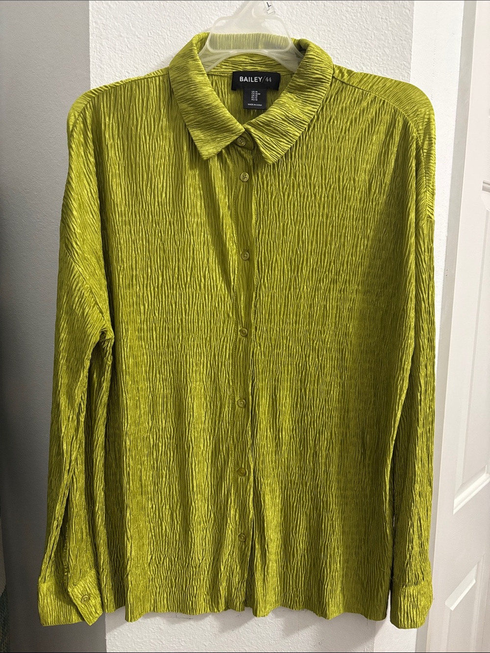 Bailey 44 Lime-Green Textured Lightweight Button-Up Jacket